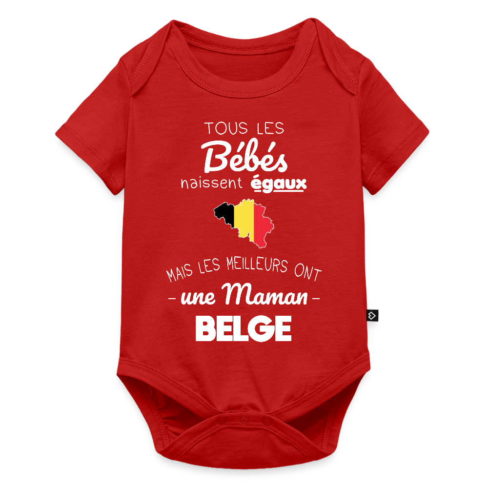 Body Bébé bio manches courtes - Les Meilleurs Ont Une Maman Belge - rouge