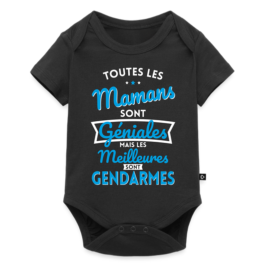 Body Bébé bio manches courtes - Mamans  géniales - Les meilleures sont gendarmes - noir