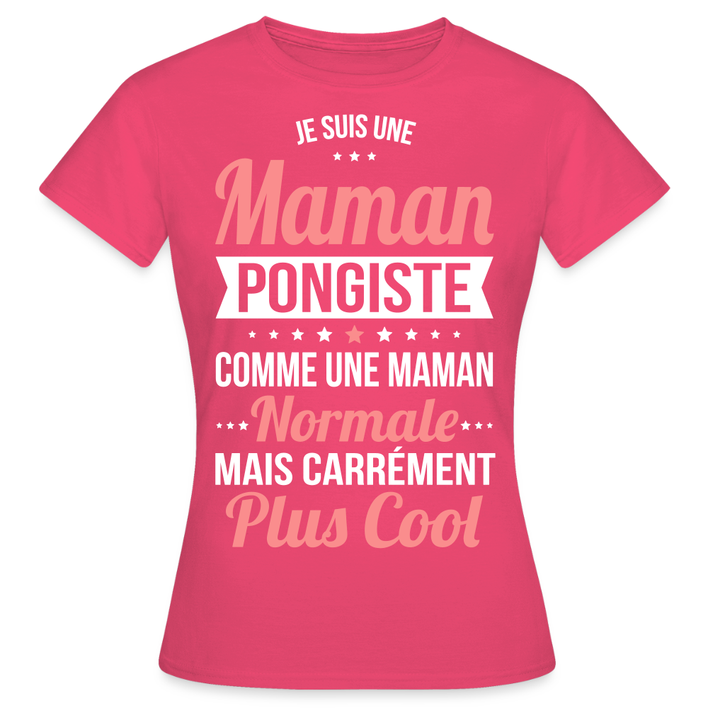 T-shirt Femme - Maman pongiste plus cool - rose azalée