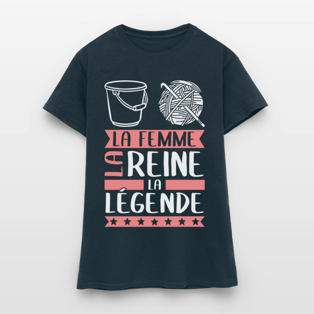 T-shirt femme Solène rébus – La femme, la reine, la légende - marine