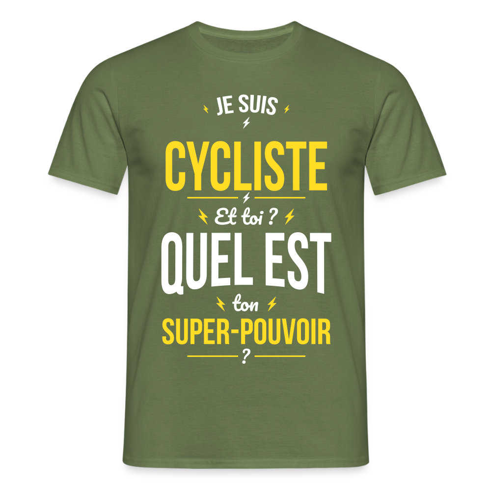 T-shirt Homme - Je suis cycliste - Super-pouvoir - vert militaire
