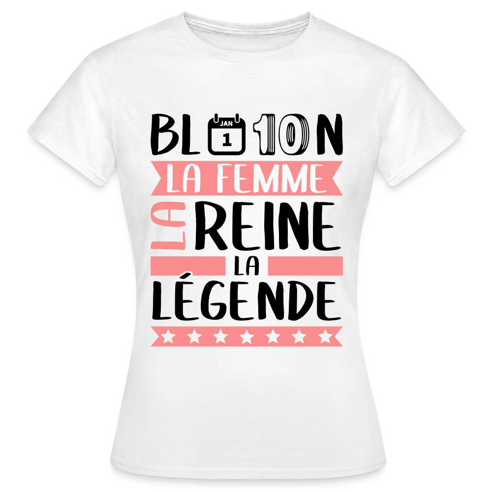 T-shirt femme coloris clair Blandine rébus – La femme, la reine, la légende - blanc
