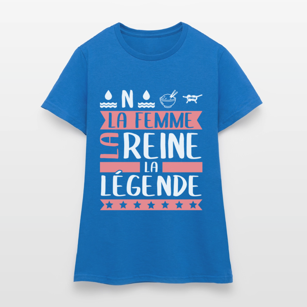 T-shirt femme Honorine rébus – La femme, la reine, la légende - bleu royal
