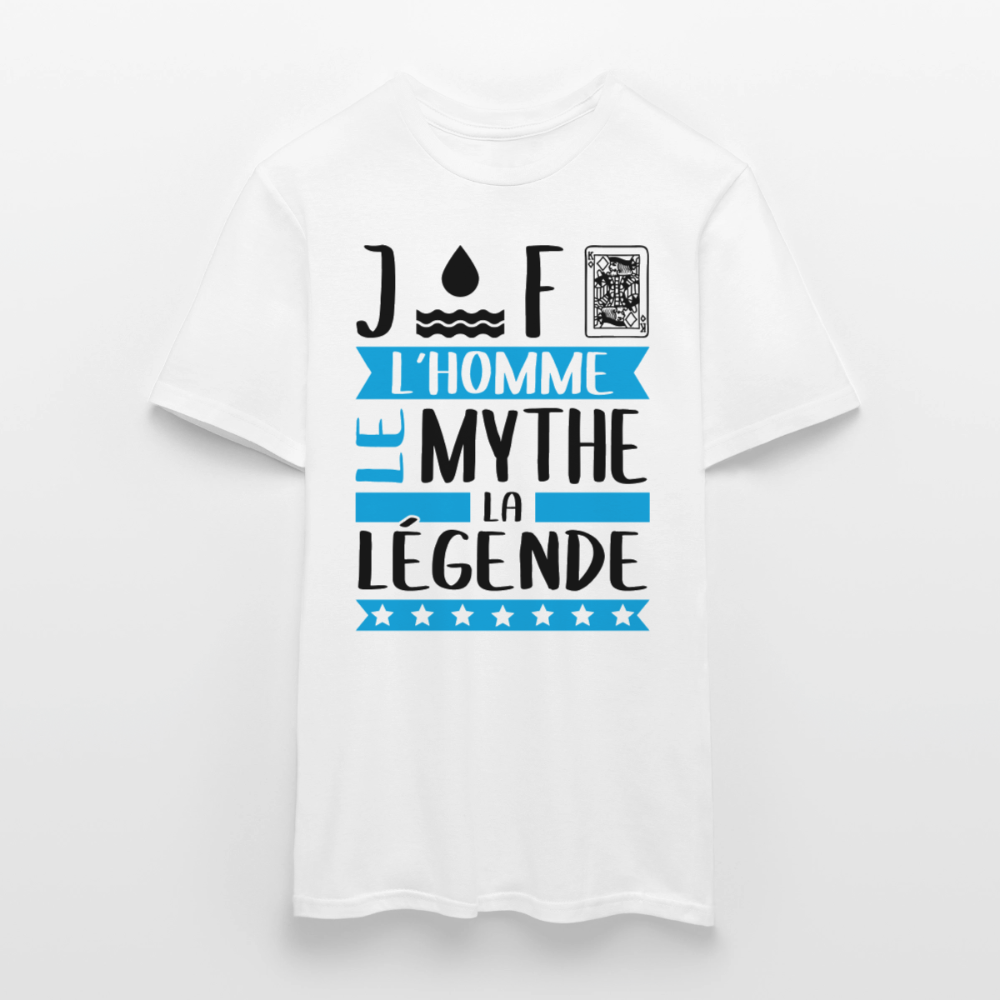 T-shirt homme coloris clair Geoffroy en rébus – L’homme, le mythe, la légende - blanc