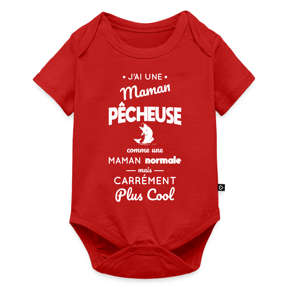 Body Bébé bio manches courtes - J'ai une maman pêcheuse - rouge