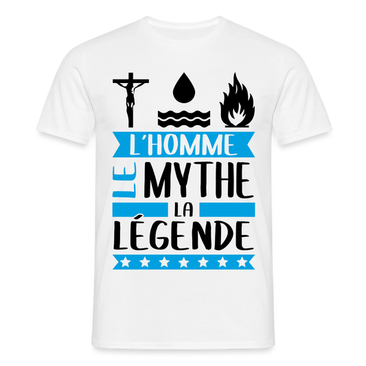 T-shirt homme coloris clair Christophe rébus – L’homme, le mythe, la légende - blanc