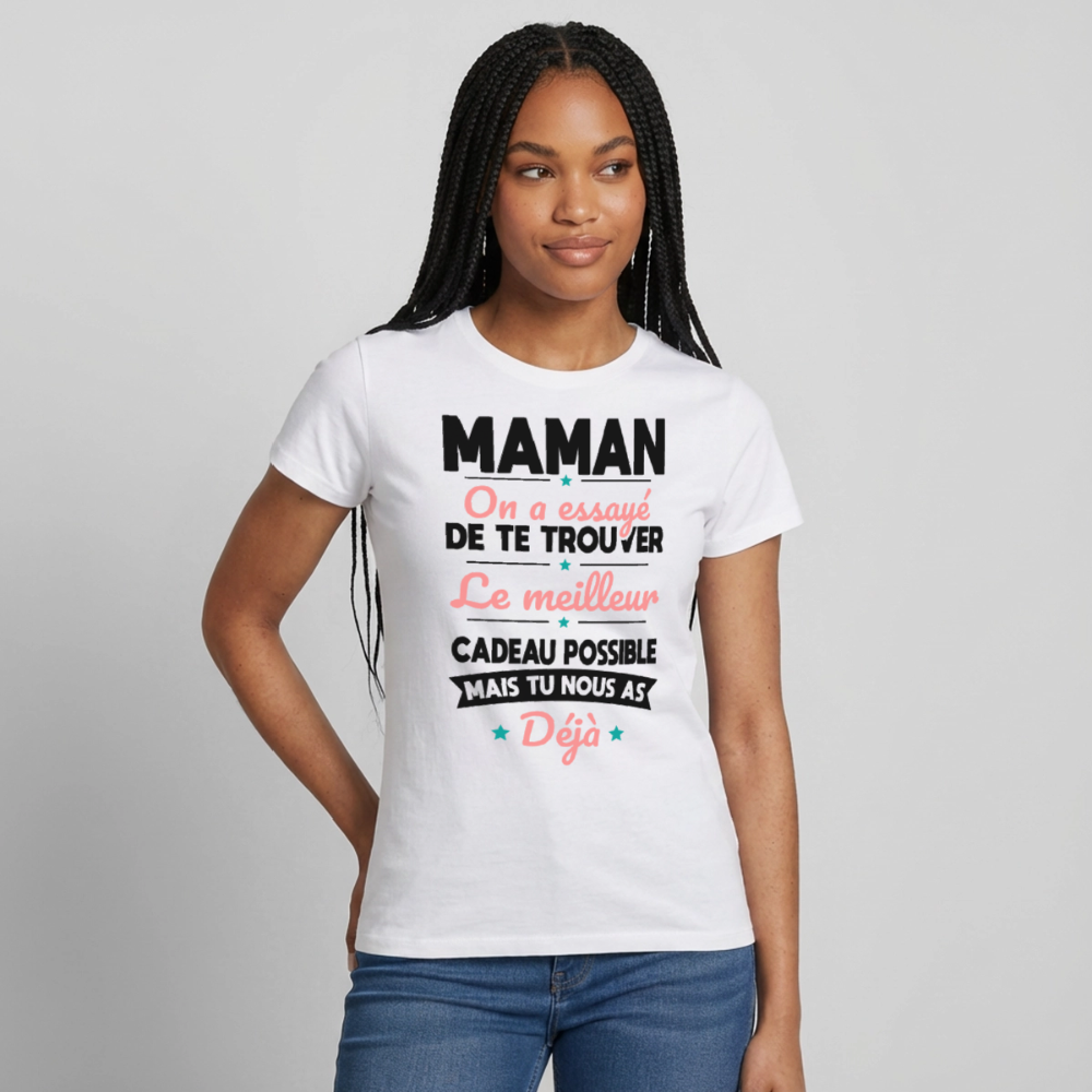 T-shirt femme maman humoristique coloris clair - Cadeau fête des mères - blanc