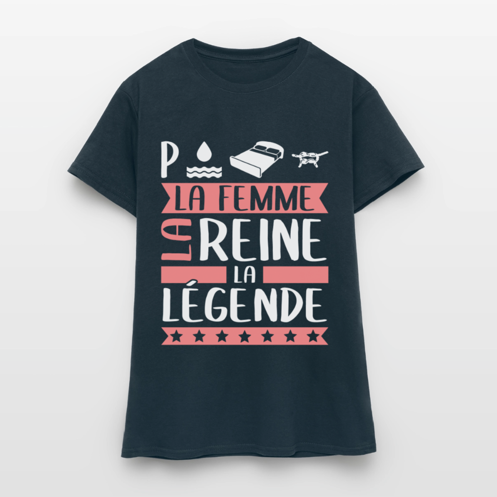 T-shirt femme Pauline rébus – La femme, la reine, la légende - marine