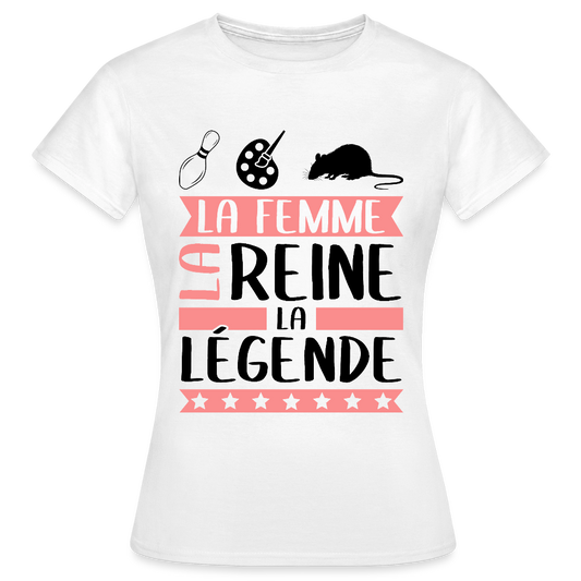 T-shirt femme coloris clair Chiara en rébus – La femme, la reine, la légende - blanc