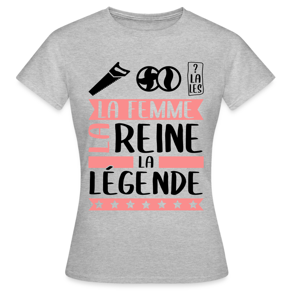 T-shirt femme coloris clair Sybille en rébus – La femme, la reine, la légende - gris chiné