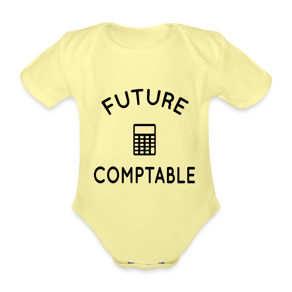 Body Bébé bio manches courtes - Future comptable - jaune délavé