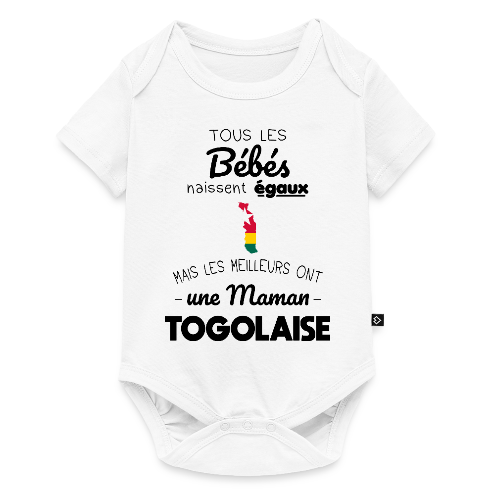 Body Bébé bio manches courtes - Les Meilleurs Ont Une Maman Togolaise - blanc