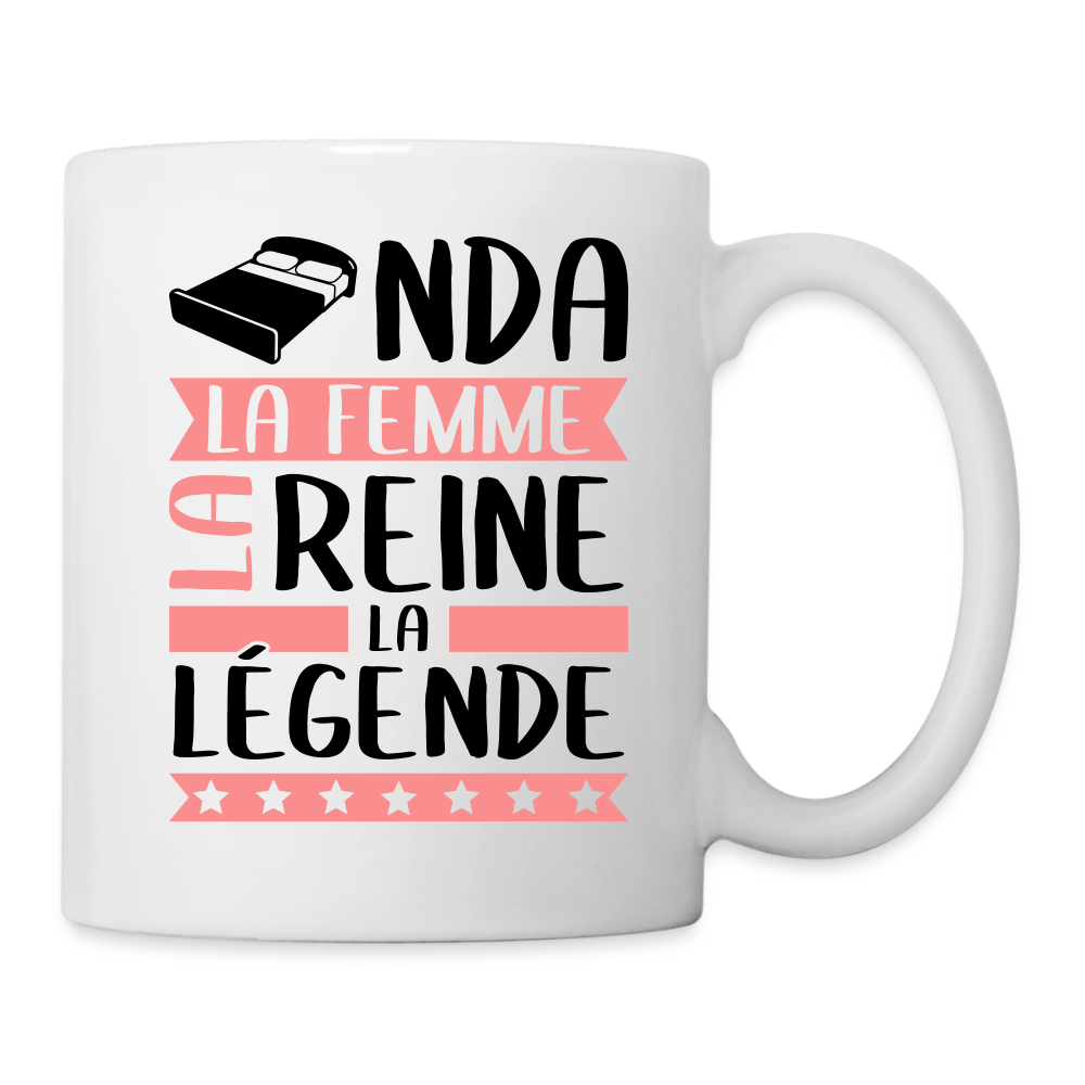 Mug blanc Linda rébus – La femme, la reine, la légende - blanc