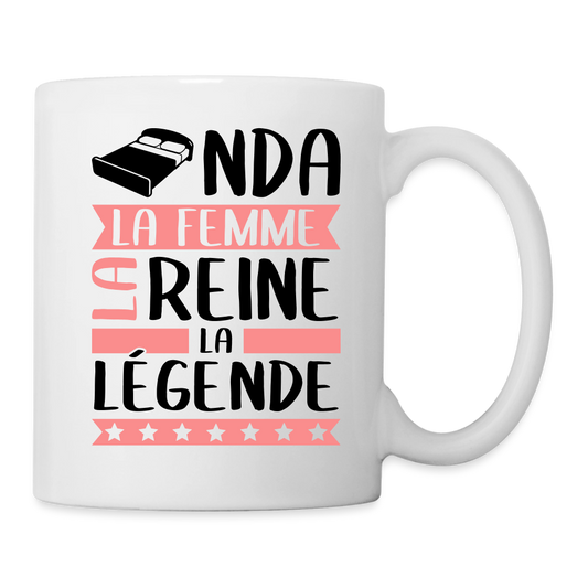 Mug blanc Linda rébus – La femme, la reine, la légende - blanc