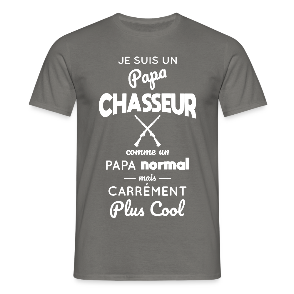 T-shirt Homme - Papa chasseur plus cool - gris graphite