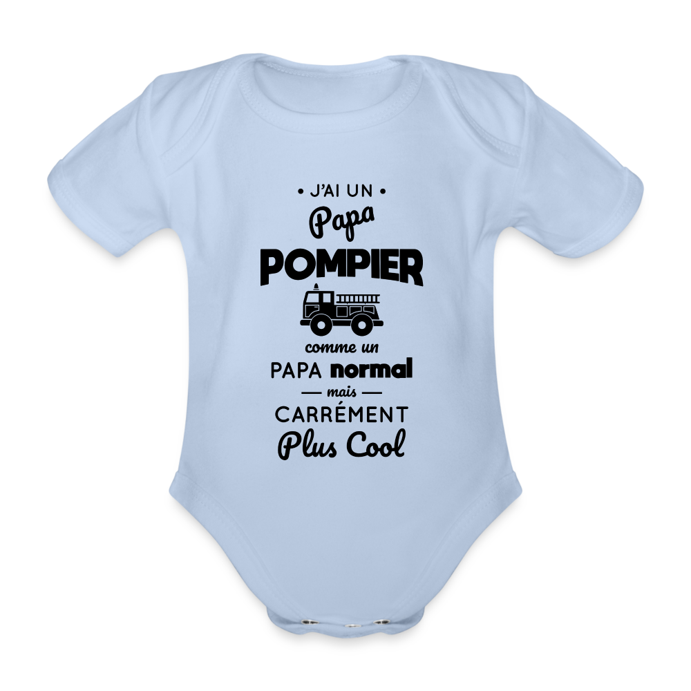 Body Bébé bio manches courtes - J'ai un papa pompier - ciel