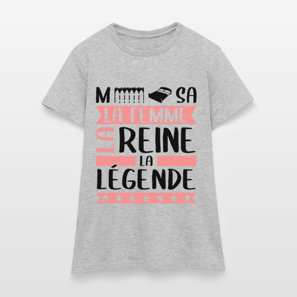 T-shirt femme coloris clair Mélissa rébus – La femme, la reine, la légende - gris chiné