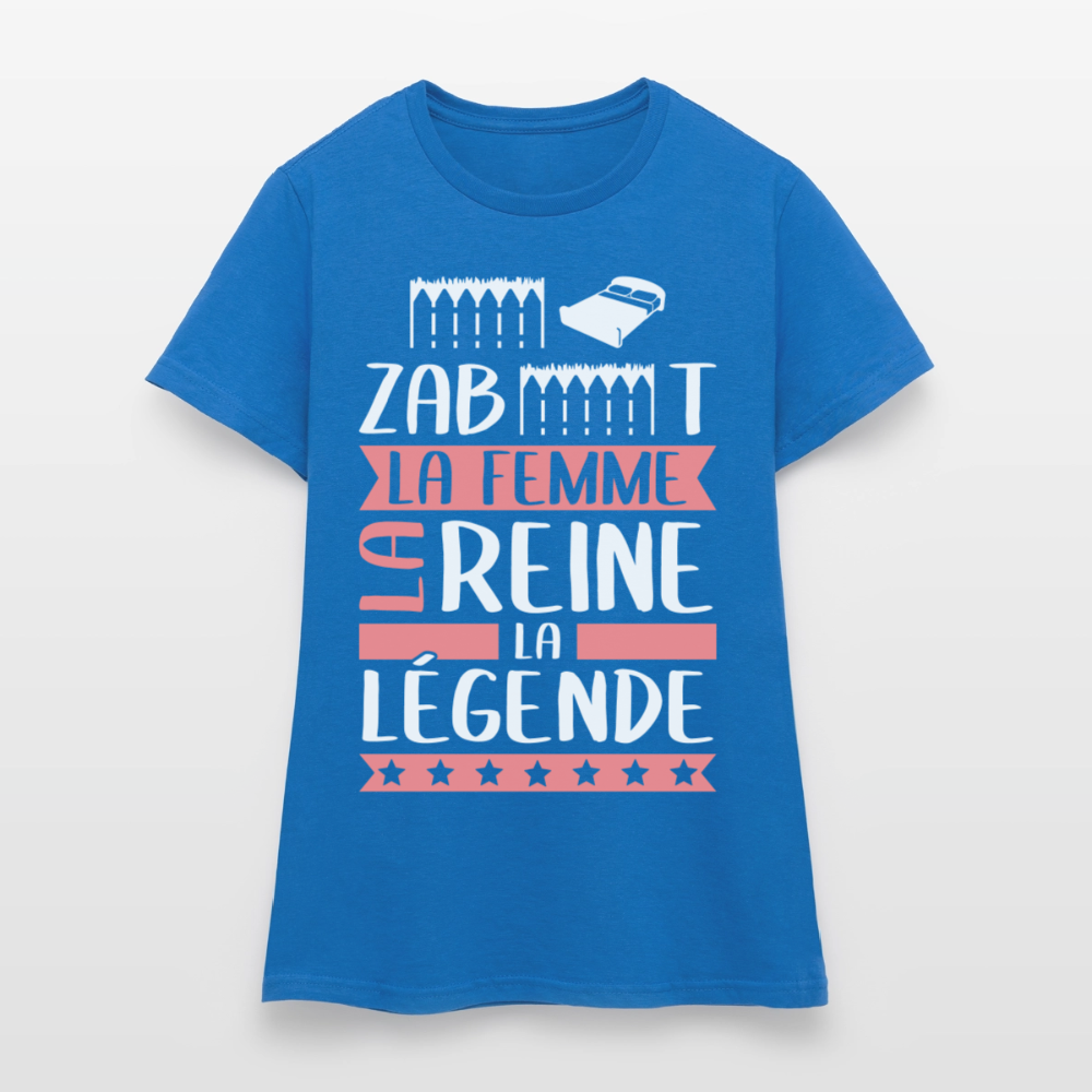 T-shirt femme Elisabeth rébus – La femme, la reine, la légende - bleu royal