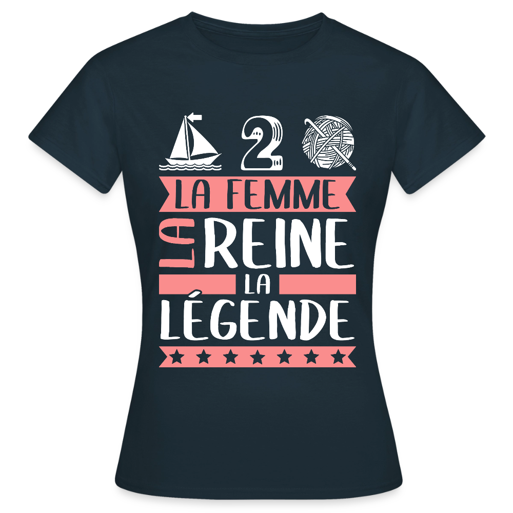 T-shirt femme Madeleine rébus – La femme, la reine, la légende - marine