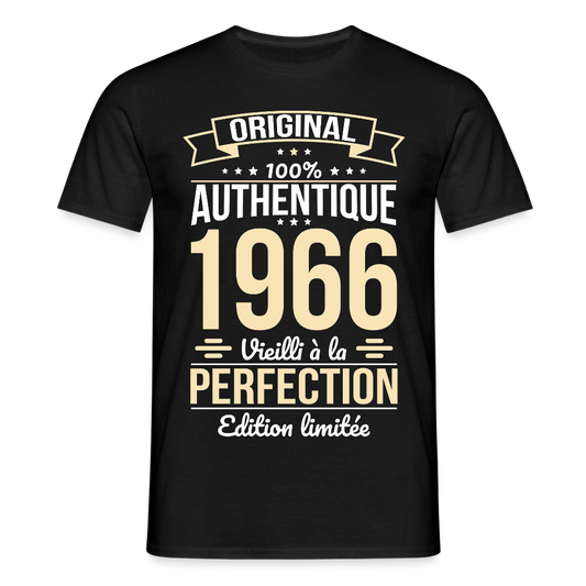 T-shirt anniversaire homme 60 ans – Original 1966 - noir