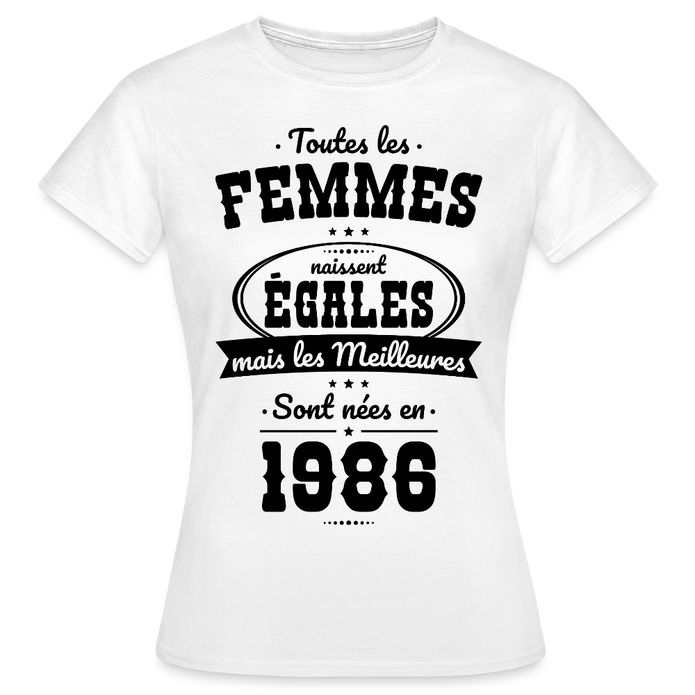 T-shirt anniversaire femme 40 ans coloris clair – Les meilleures sont nées en 1986 - blanc