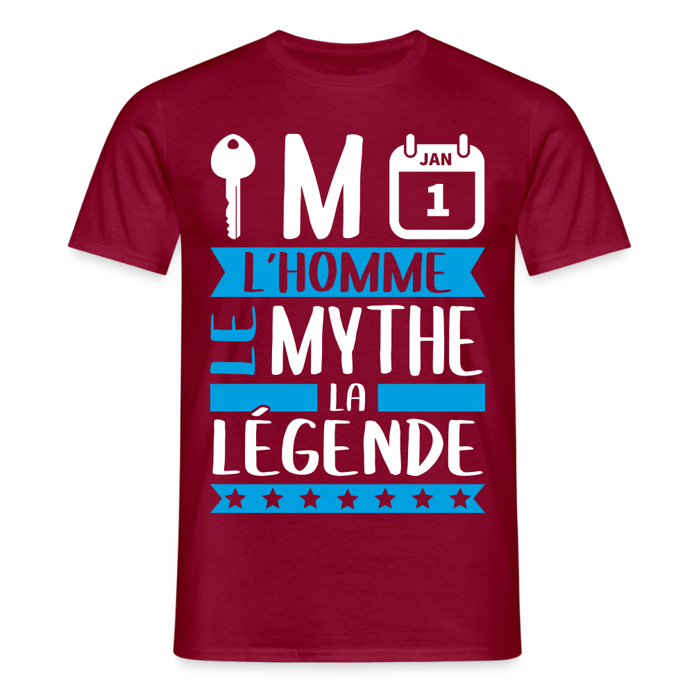 T-shirt homme Clément rébus – L’homme, le mythe, la légende - rouge brique