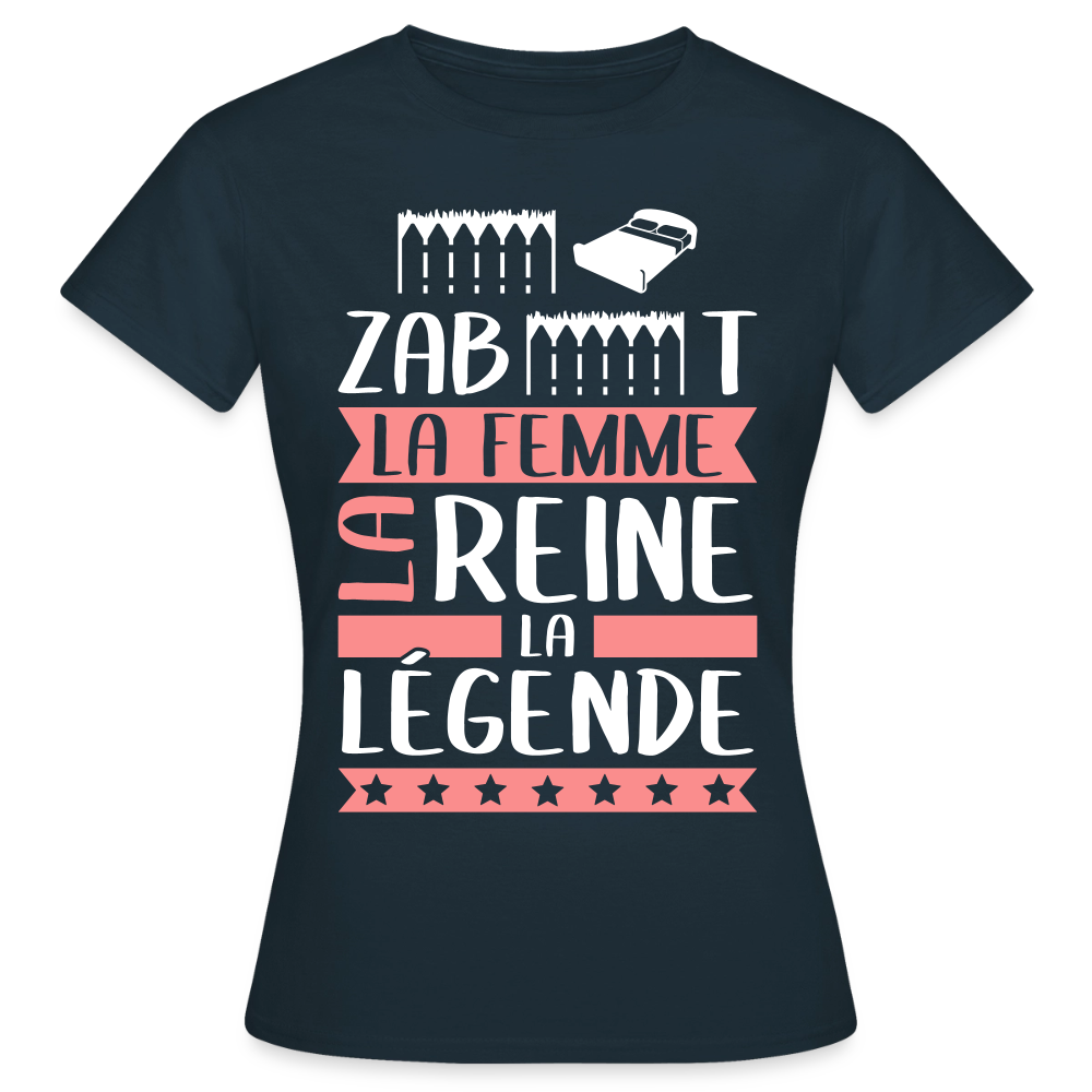 T-shirt femme Elisabeth rébus – La femme, la reine, la légende - marine