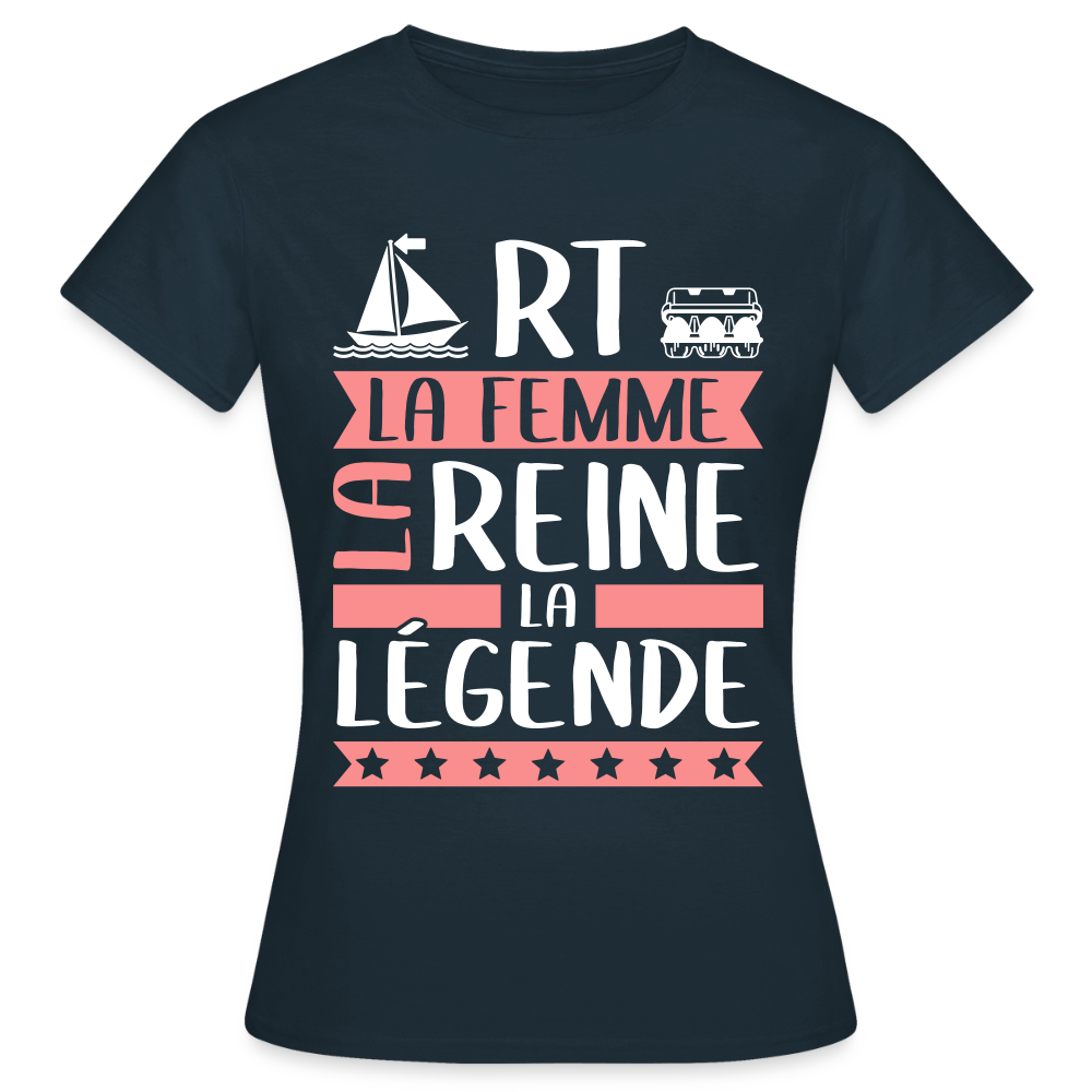 T-shirt femme Marthe rébus – La femme, la reine, la légende - marine