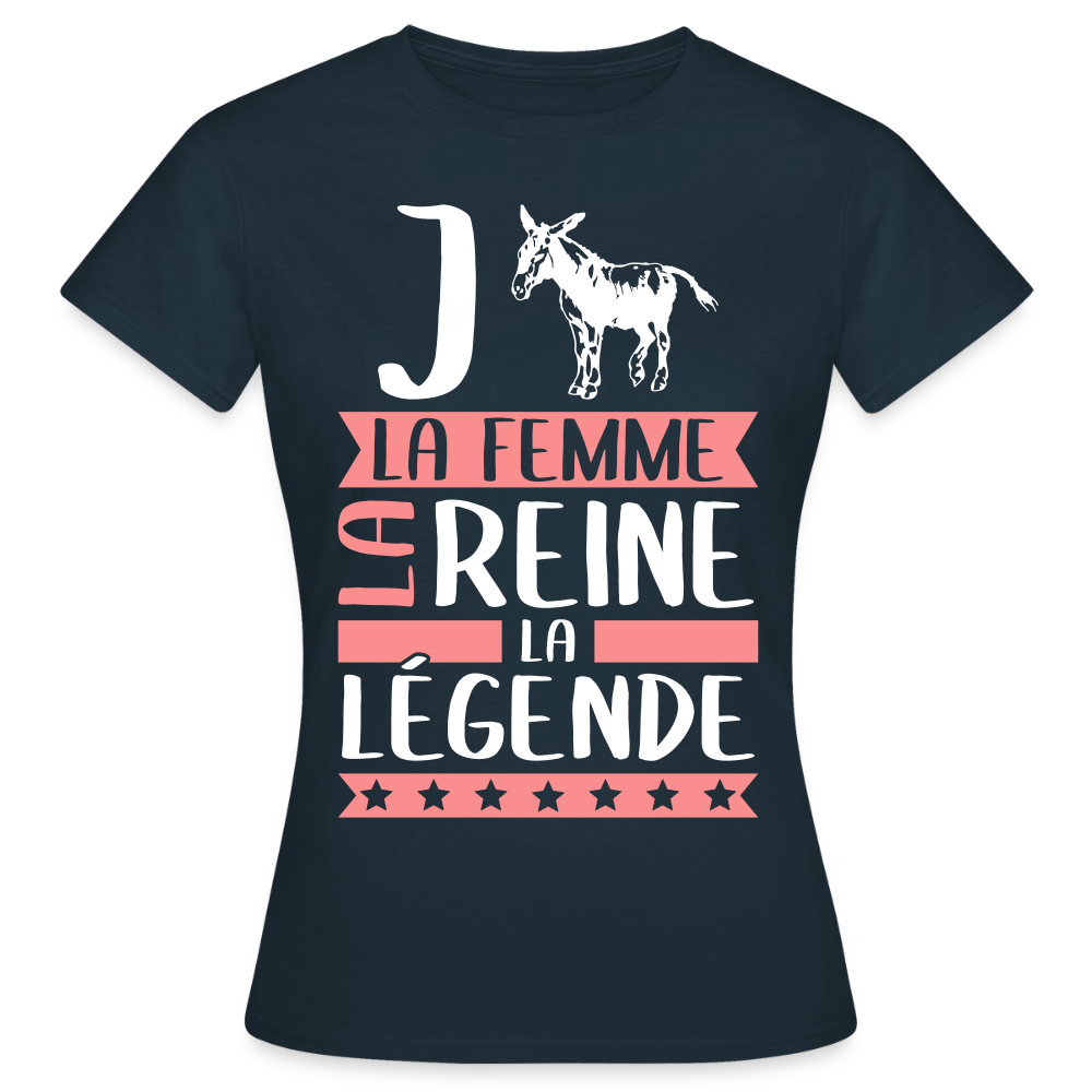 T-shirt femme Jeanne rébus – La femme, la reine, la légende - marine