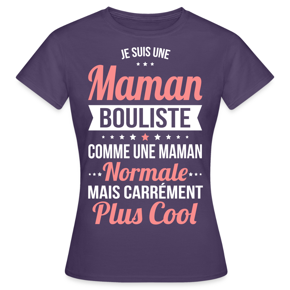T-shirt Femme - Maman bouliste plus cool - violet foncé