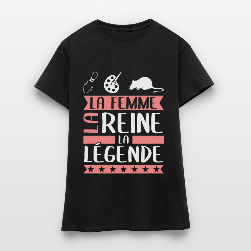 T-shirt femme Chiara rébus – La femme, la reine, la légende - noir