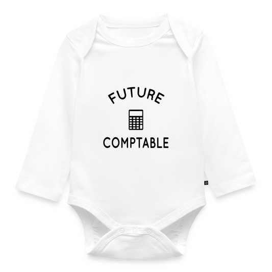 Body Bébé bio manches longues - Future comptable - blanc