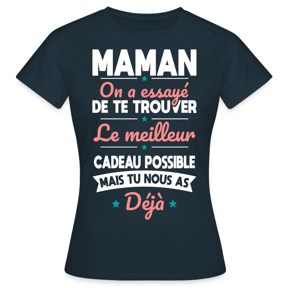 T-shirt femme maman humour - Cadeau original fête des mères - marine