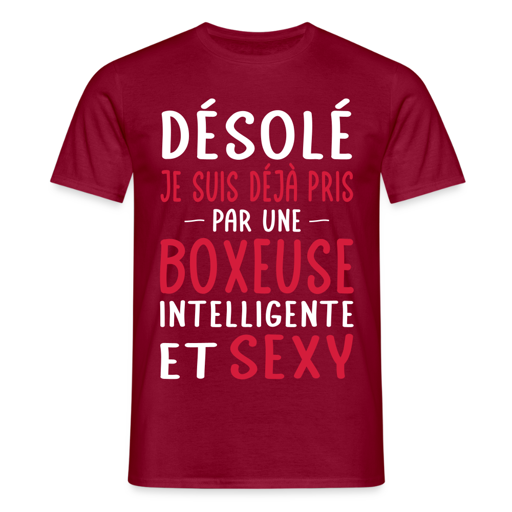 T-shirt Homme - Je suis déjà pris par une boxeuse intelligente et sexy - rouge brique