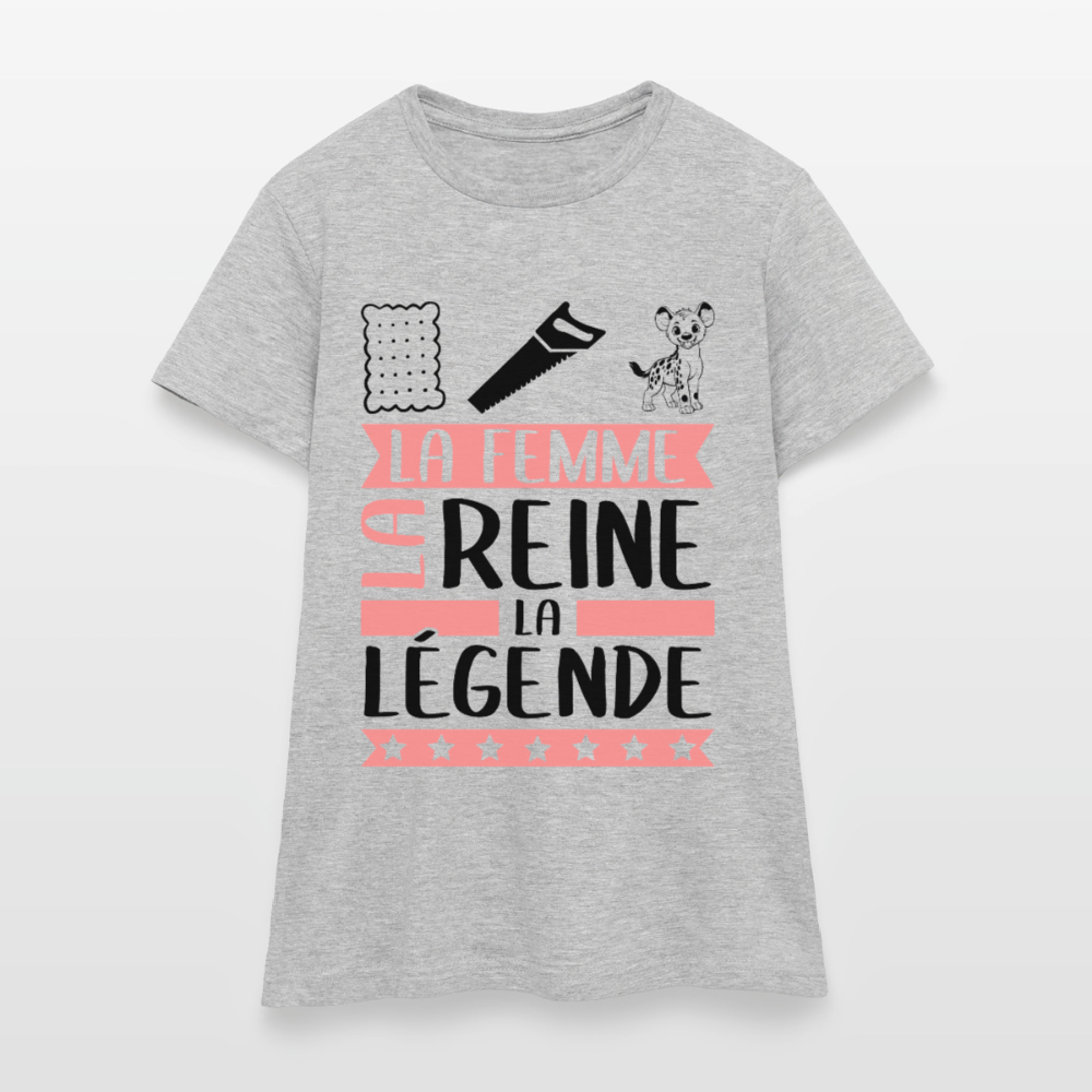 T-shirt femme coloris lair Lucienne rébus – La Femme, la reine, la légende - gris chiné