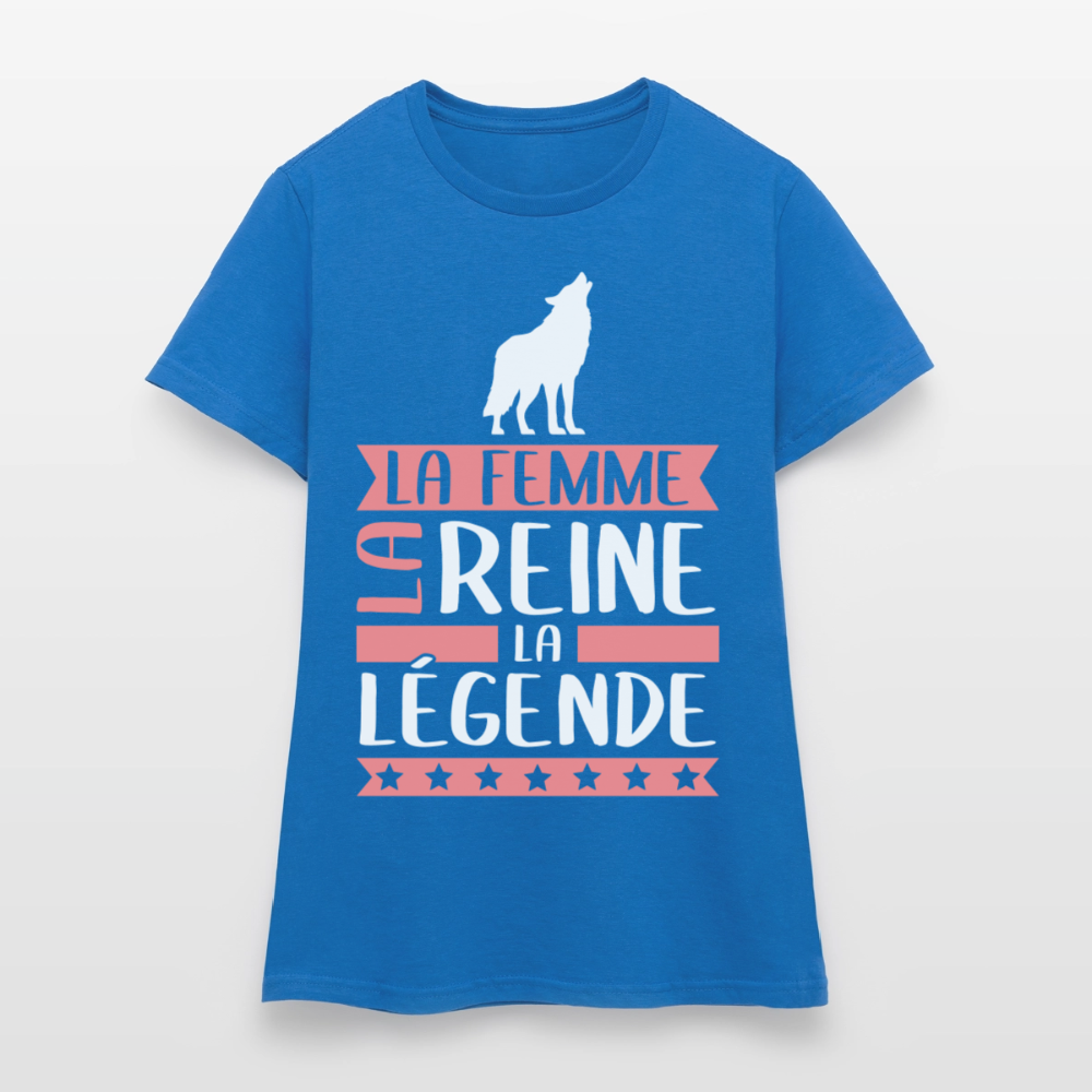T-shirt femme Lou rébus – La femme, la reine, la légende - bleu royal
