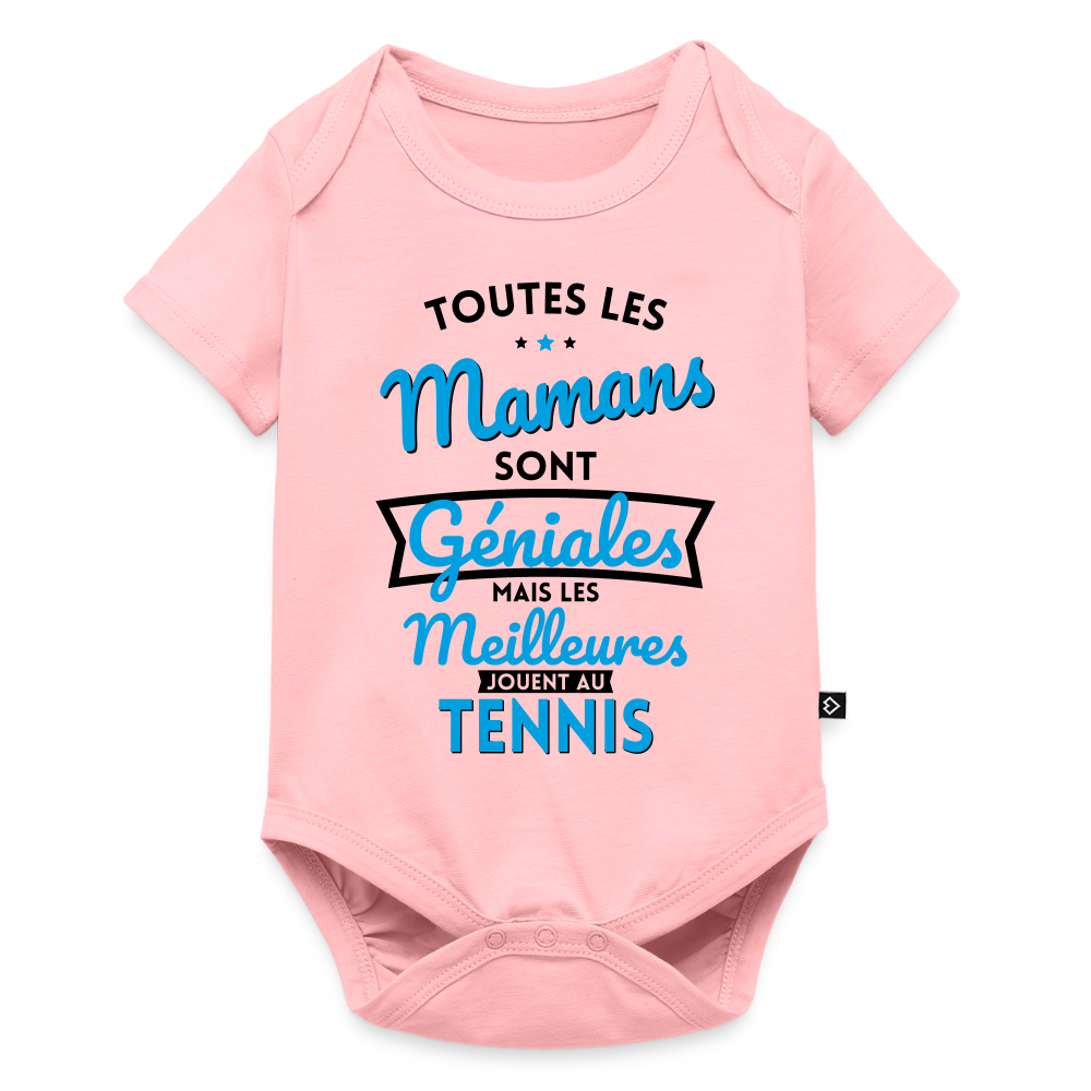 Body Bébé bio manches courtes - Mamans géniales - Les meilleures jouent au tennis - rose