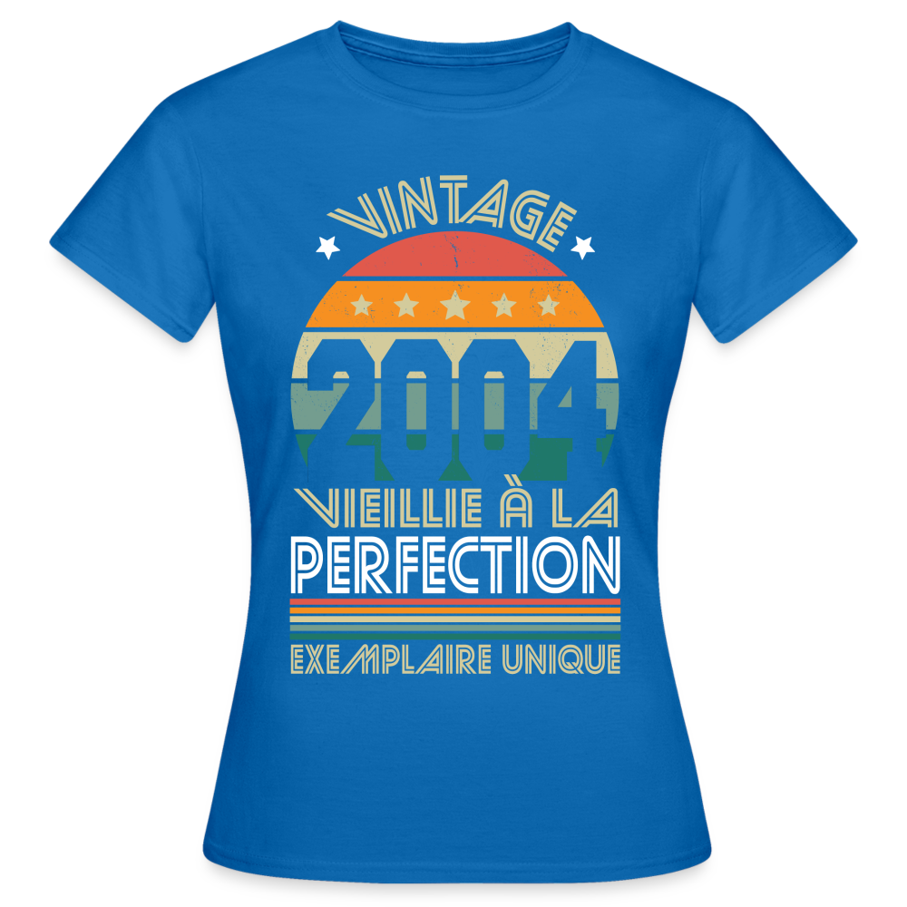T-shirt Femme - Anniversaire 21 Ans - Vintage 2004 - bleu royal