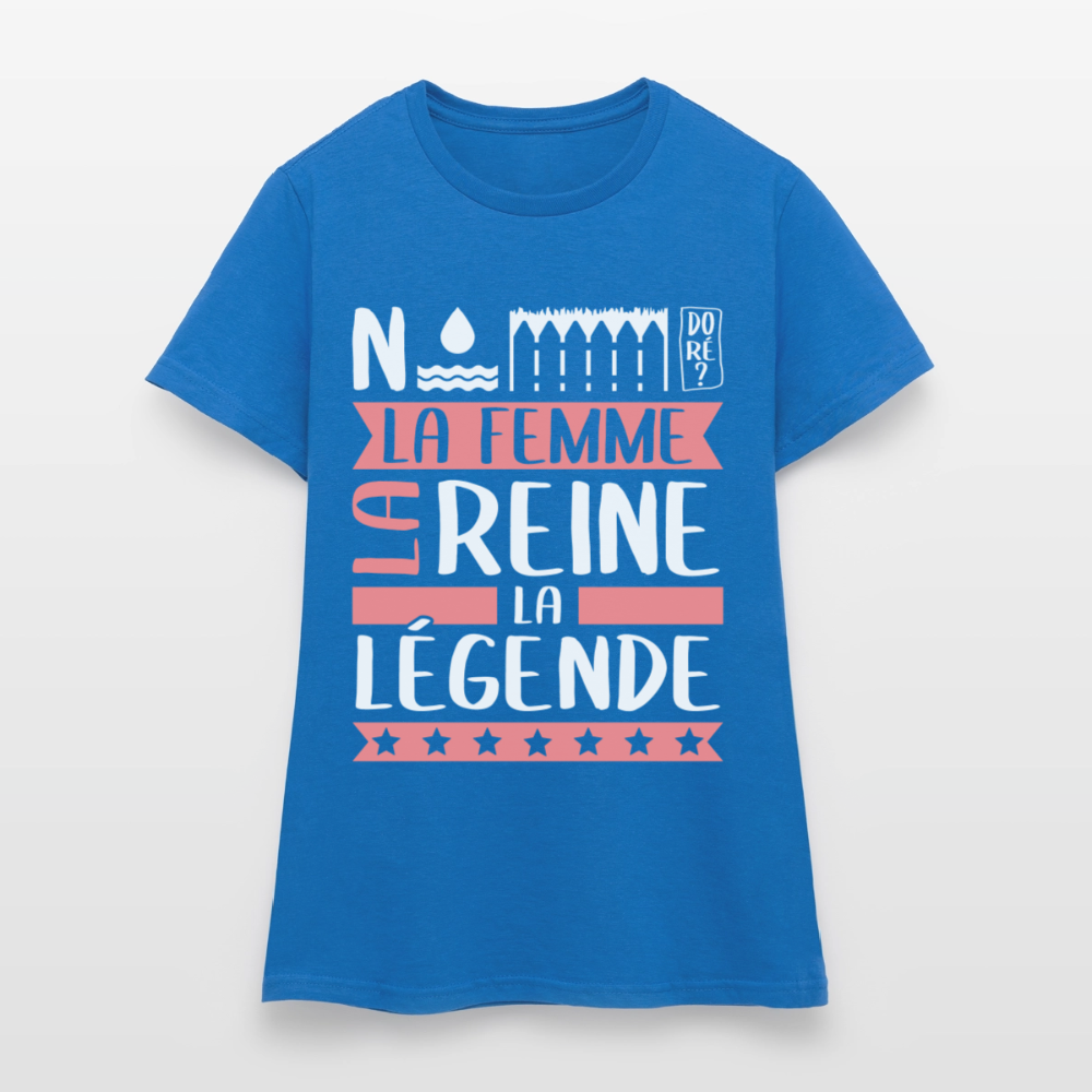T-shirt femme Noémie rébus – La femme, la reine, la légende - bleu royal