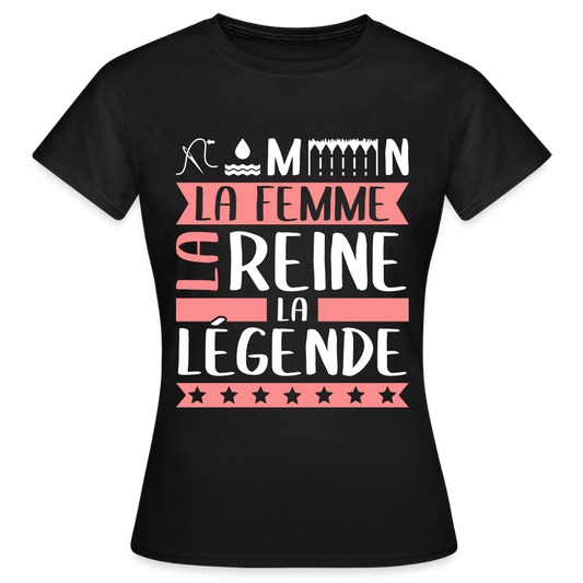 T-shirt femme Philomène rébus – La femme, la reine, la légende - noir