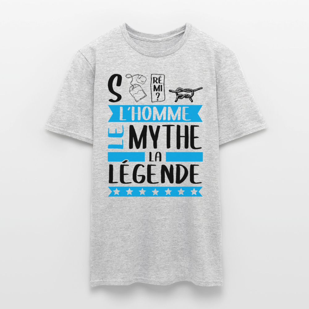 T-shirt homme coloris clair Stéphane en rébus – L’homme, le mythe, la légende - gris chiné