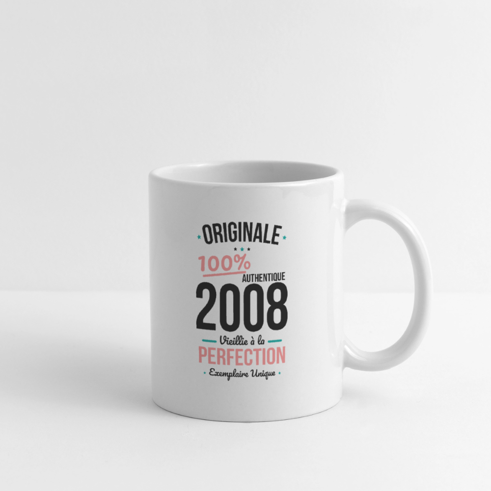 Mug blanc anniversaire 18 ans Femme – Originale 2008 Authentique - blanc