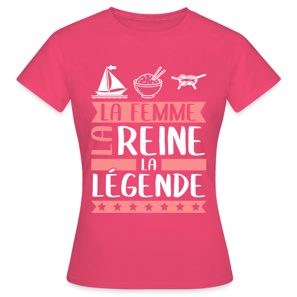T-shirt femme Marine rébus – La femme, la reine, la légende - rose azalée
