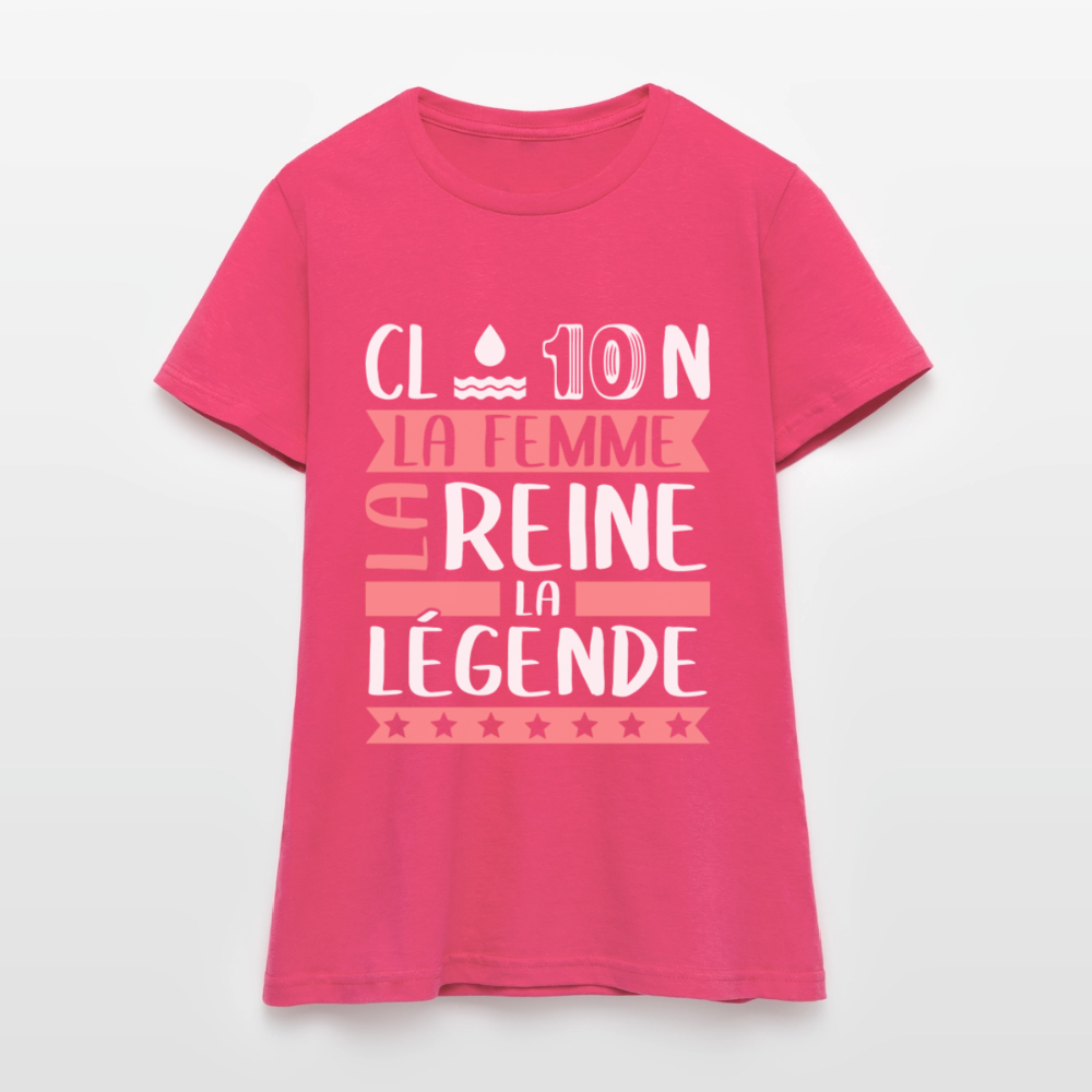 T-shirt femme Claudine rébus – La femme, la reine, la légende - rose azalée