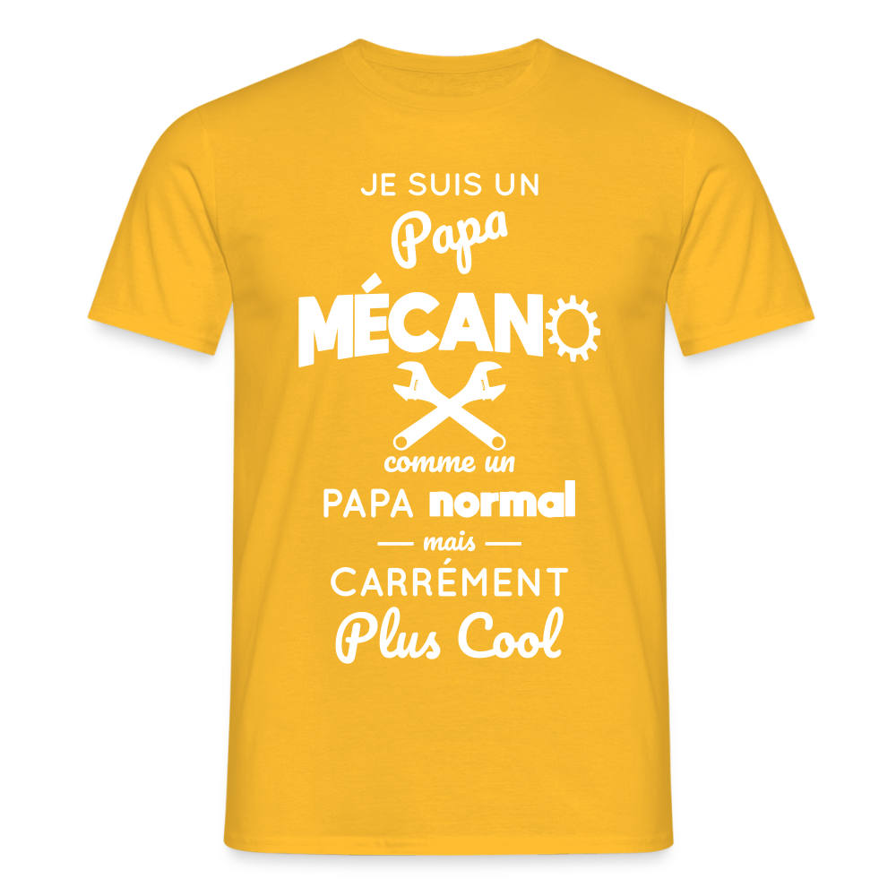 T-shirt Homme - Papa mécano plus cool - jaune