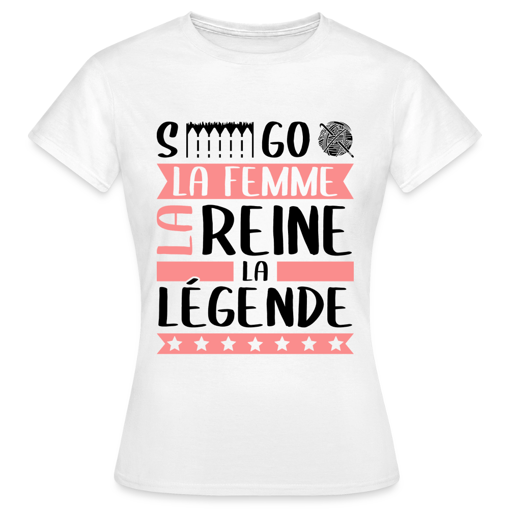 T-shirt femme coloris clair Ségolène en rébus – La femme, la reine, la légende - blanc