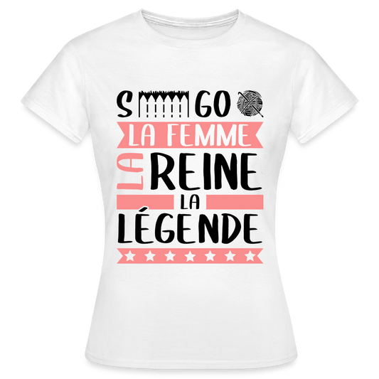 T-shirt femme coloris clair Ségolène en rébus – La femme, la reine, la légende - blanc