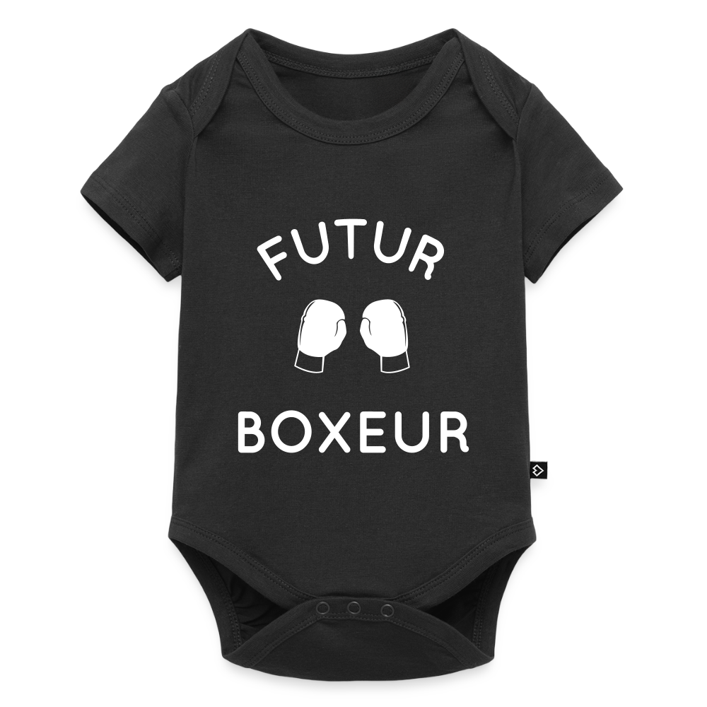 Body Bébé bio manches courtes - Futur boxeur - noir