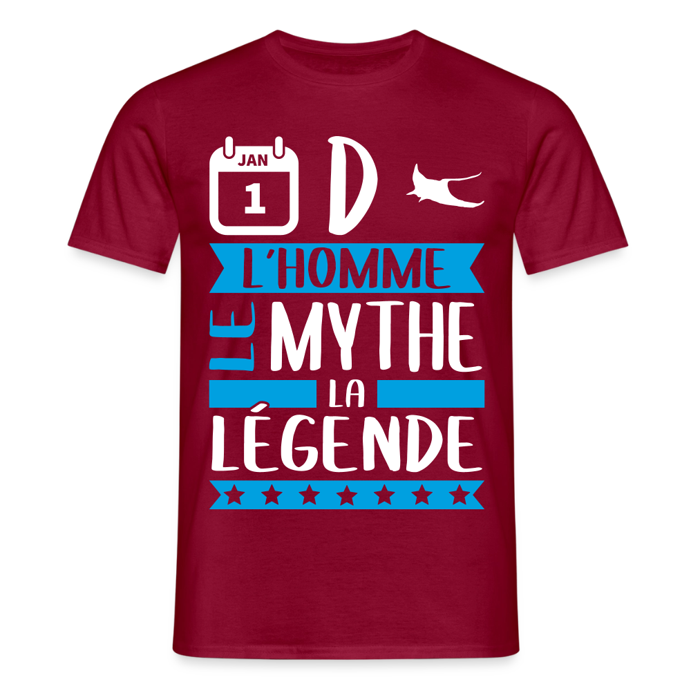 T-shirt homme André rébus – L’homme, le mythe, la légende - rouge brique
