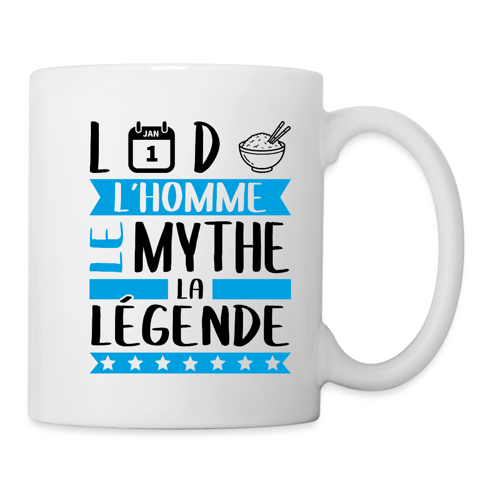 Mug blanc Landry rébus – L’homme, le mythe, la légende - blanc